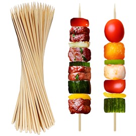 XMZY Natural Bamboo Skewers 10 Inch Wooden Skewers Bamboo Sticks, Kabob Skewers for Grilling, Fruit, BBQ, Shish, Yakitori. More Size Choices 8"/12", 100 PCS (10inch X Φ4mm)