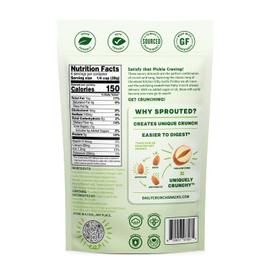 Daily Crunch Snacks, Dill Pickle, 4 Ounce Bags, Pack of 6 - Sprouted and Dehydrated for a Unique Crunch, Keto Friendly, Non-GMO, Oil and Salt Free, Vegan, Healthy Snack