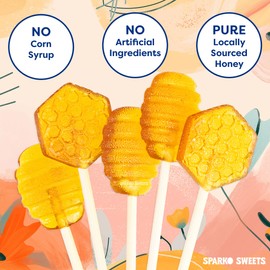 Sparko Sweets Sea Salt Honeycomb Lollipops, Made in USA, No Artificial Ingredients, No Corn Syrup, 40 Pieces, 1.3-inch Diameter, 1.5 lbs, Gold – Ideal for Tea Stirrers, Sore Throat Remedy, and Gifts
