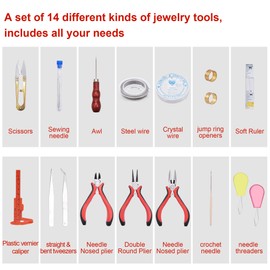Zalava Jewellery Making Set, Jewellery Making Set, Jewellery Making Accessories Kit with Box and Jewellery Accessories, Tools for Making and Repairing Earrings, Bracelets, Necklaces, Starter