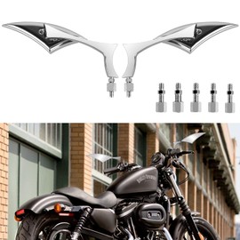 Nifeida Universal Motorcycle Spear Blade Rearview Mirrors fit for Harley Cruiser Chopper Sportbike Street Bike Scooter Dirt Bike, Pair (Chrome)