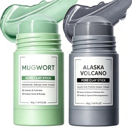 FREEORR 2 Pcs Alaska Volcano&Mugwort Pore Clay Mask Stick for All Skin Type