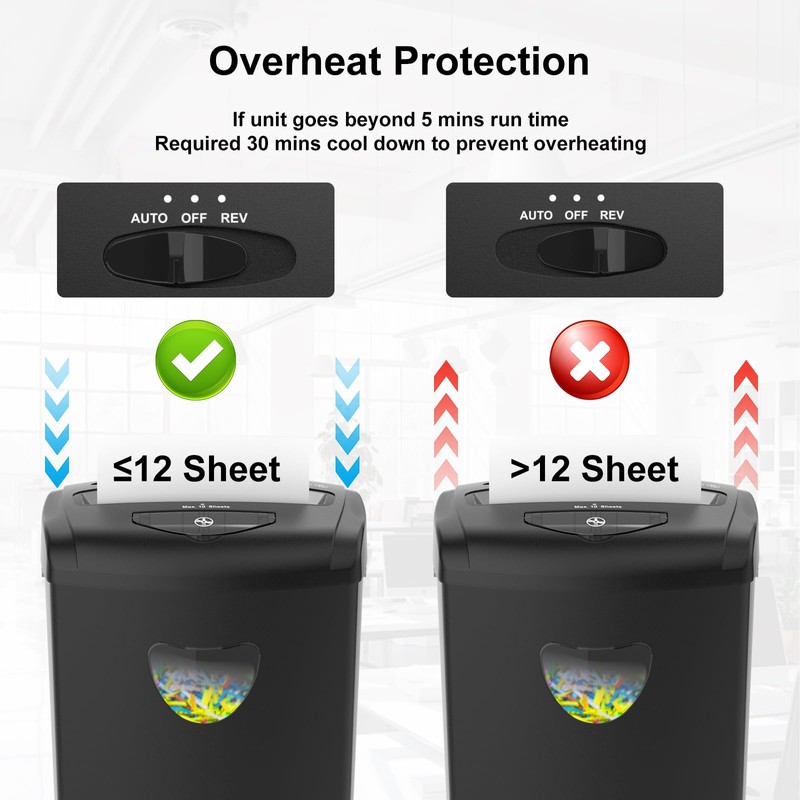 Paper Shredder for Home，Shred 12 Sheet Cross Cut,5.55-Gallon Basket, P-4