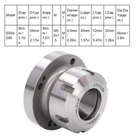 ER40 Collet Chuck, Collet Holder, 7 Holes, 0.005 Accuracy, Collet Chuck 80 mm Diameter for CNC Milling Machines