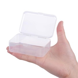 ISKYBOB 6 Pack Rectangle Mini Clear Plastic Storage Containers Box Case with Lid for Pills,Herbs,Tiny Bead (3.7x 2.4in)