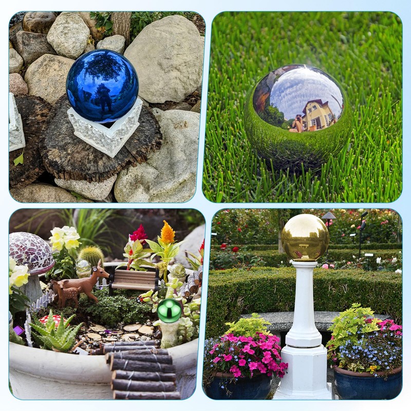 M METERXITY 1-Pack Gazing Globes 4.7 in 201 Stainless Steel,