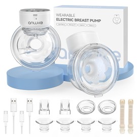 ANWIKE Electric Breast Pump Double Ultra-Light 230g - Wearable Breast Pump Hands Free for Travel & Home, 4 Modes 9 Levels, 135° Flange, Quiet 40dB, BPA-Free, Easy to Clean & Gift for New Moms, Black