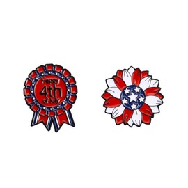 4th of July American Enamel Brooch Pins Set American Flag Sunflower Medal Patriotic Lapel Pins Veterans Independence Day Memorial Day Decor Gifts