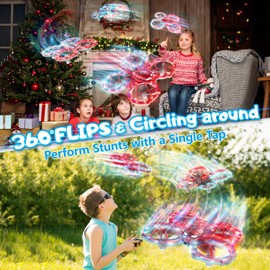 Gofimyee Mini Drone for Children, Toy with Remote Control Drone, 360° Wheels and 3 Speed Modes, Drone for Children and Beginners from 8 9 10+ Years, One Key Start, Gifts for Children, Red