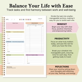 ADHD Daily Planner with Hard Cover & Colorful Sheets Inside,Productivity Planner Task Management Organizer for Neurodivergent Adults Focused for Men & Women, 7" x 10"