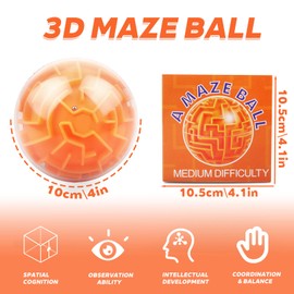Amaze Sequentieller 3D-Gedächtnis-Ball, Puzzle-Spielzeug, Geschenke für Kinder und Erwachsene, Herausforderungen, Spielliebhaber, winzige Bälle, Gehirn-Teaser-Spiel (orange Farbe)