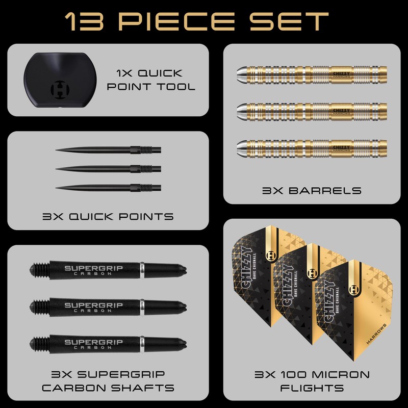 Harrows Dave 'Chizzy' Chisnall 90% Tungsten Darts Pro Player Steel