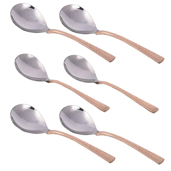 Ajuny Set of 6 Indian Dinnerware Serveware Stainless Steel Serving Spoons Tableware Gifts 8 Inch