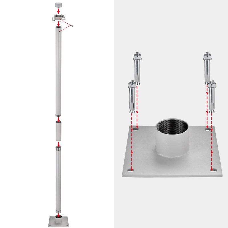 Sun Sail Pole Post 8ft Aluminum Freestanding Shade Accessories for