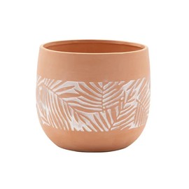Napco Etched Leaf Orange 5 x 5.25 Terra Cotta Planter Pot