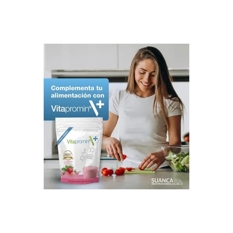 Vitapromin Polvo 400gr. (proteínas, Vitaminas Y Minerales) Sabor Fresa