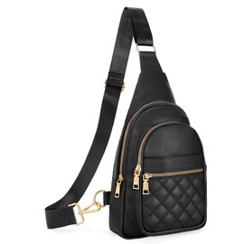 JASGOOD Sling Bag for Women Crossbody Leather Fanny Packs Chest Bag Sling Backpack for Fashion Travel,Black