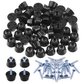 Keadic 105Pcs Non-Slip Rubber Feet for Cutting Board, 12 * 8 * 7MM Black Furniture Slider Glide Pad Floor Protector with Built-in Gasket and Screws for Wooden Furniture Chair Tables Sofa
