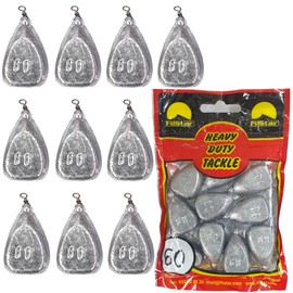 PRO FILSTAR Flat Ground Lead Fishing Set 10 x 60g - Lead Fishing with Swivel - Fishing Lead Set - Ground Fishing - Pear Lead - Lead Weight - Fishing Lead - Flat Fishing Weights - Lead Weights - Carp