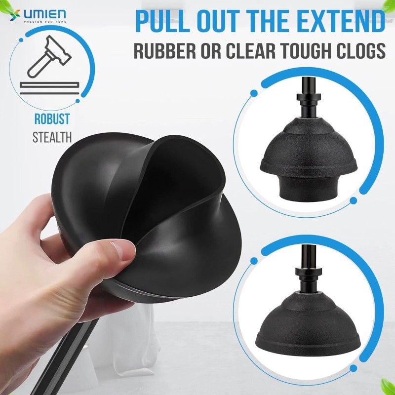 UMIEN Toilet Brush & Plunger Set - 18in Steel, No-Rust,