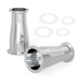 TAISHER 1PCS 304 Stainless Steel 2" Tube OD x 1-1/2" Tube OD Reducer Sanitary Pipe Fittings 2" Tri Clamp 64MM x 1.5" Tri Clamp 50.5MM Ferrule Flange with 2PCS Silicone Gaskets