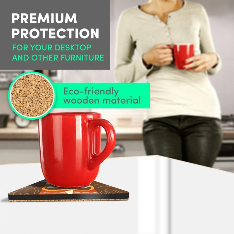 1 x Triangle Coaster - Hawaiian Tiki Idol Mask Cork