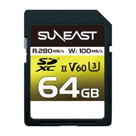 SUNEAST SDXC CARD 64GB UHS-II V60 MAX 280MB/s U3 4K UHD ULTIMATE PRO Professional Memory Card SE-SDU2064GC280
