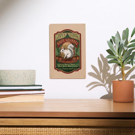 Lantern Press 6x9 Inch Wood Sign, Ready to Hang Wall Decor, Brevard, North Carolina, White Squirrel, Vintage Sign,