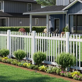 4ft H x 6ft W (1 Panel + 1 Post) No Dig WamBam Nantucket Fence Kit, White Vinyl Picket Fence Panel, Easy DIY Installation Fence Panel Kit, Durable Outdoor Fence for Yard or Garden, BL19101