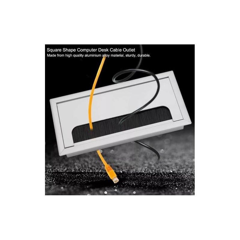 Yolkvisual Pasacables Aluminio para Escritorios 160mm X 80mm Color Plata.