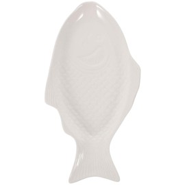 HOLIDYOYO Ceramic Fish Shaped Plate Creative Tableware Unique Snack Storage Dish for Home Restaurant Parties White Design Eye-catching Decorative Serving Pan