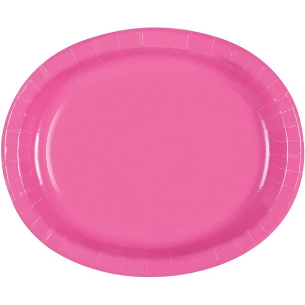 Unique Industries, Oval Paper Plates, 8 Pieces - Hot Pink