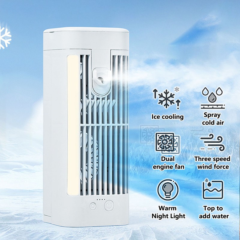 Desk Night Light Fan Power Adjustable Space Saving Quiet Multifunctional