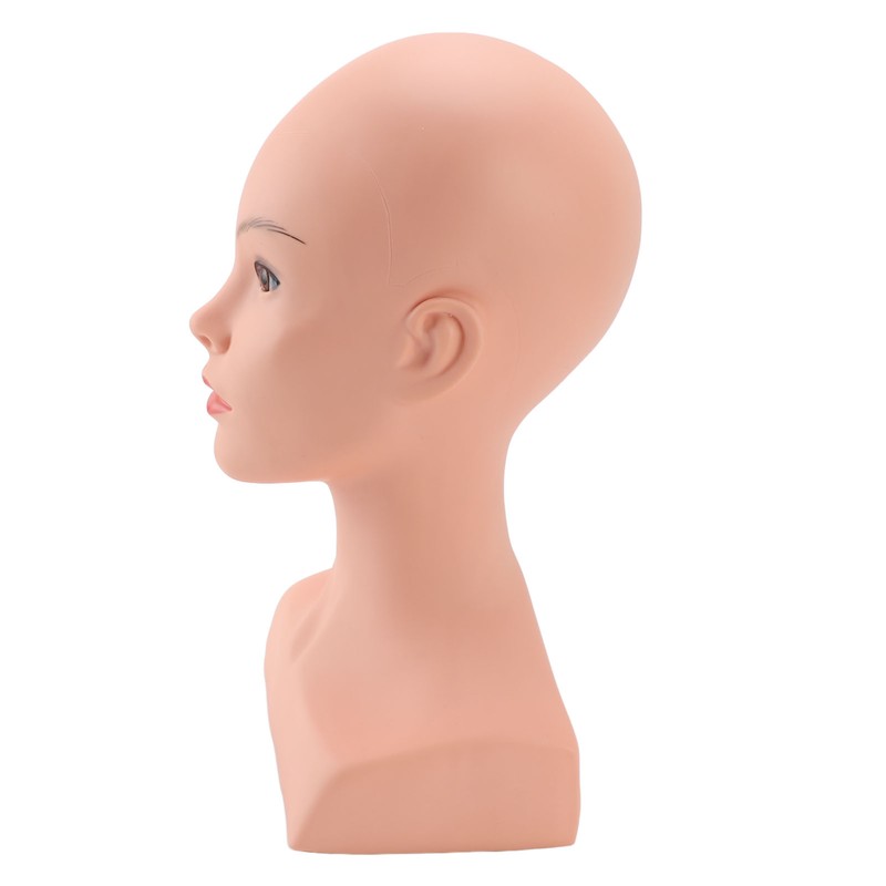 Female Bald Mannequin Head with Shoulder PVC Professional Cosmetology Face