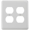 Amerelle Devon Double Duplex Steel Wallplate in White