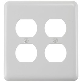Amerelle Devon Double Duplex Steel Wallplate in White