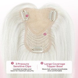 REECHO Human Hair Toppers for Women Real Human Thick Hair Topper Invisible Wiglett for Daily Wear Adding Instant Volume, Yellow White