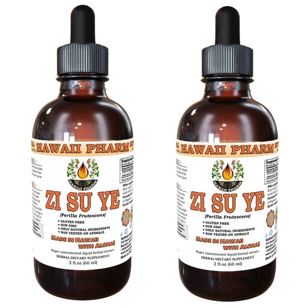 Zi Su Ye Liquid Extract, Zi Su Ye (Folium Perillae) Leaf Tincture, Herbal Supplement, Hawaii Pharm, Made in USA, 2x2 fl.oz
