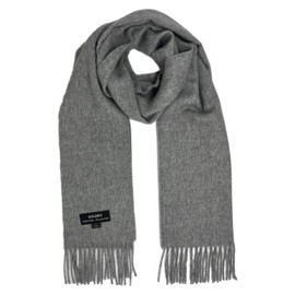 SOLERU 100% Baby Alpaca Wool Scarf for Men & Women - Imported from Peru (Light Gray)