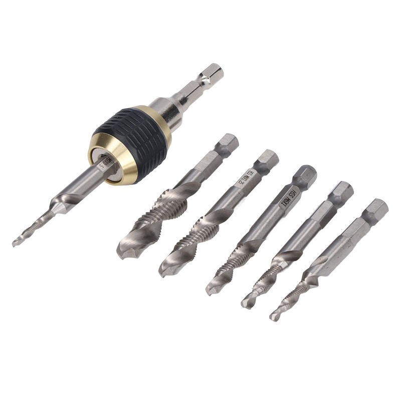7Pcs/Set Spiral Combination Tap High Speed Steel 1/4in Hex Shank