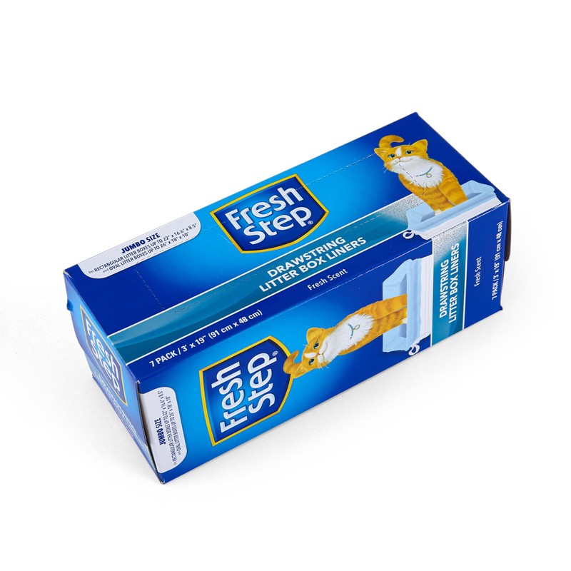 Fresh Step Jumbo Drawstring Cat Litter Box Liners, Scented Heavy