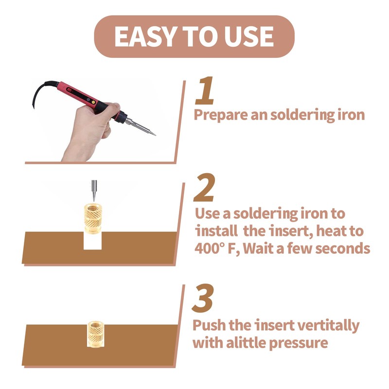 Litoexpe M5 Threaded Inserts, Brass Heat Set Insert Kit knurled