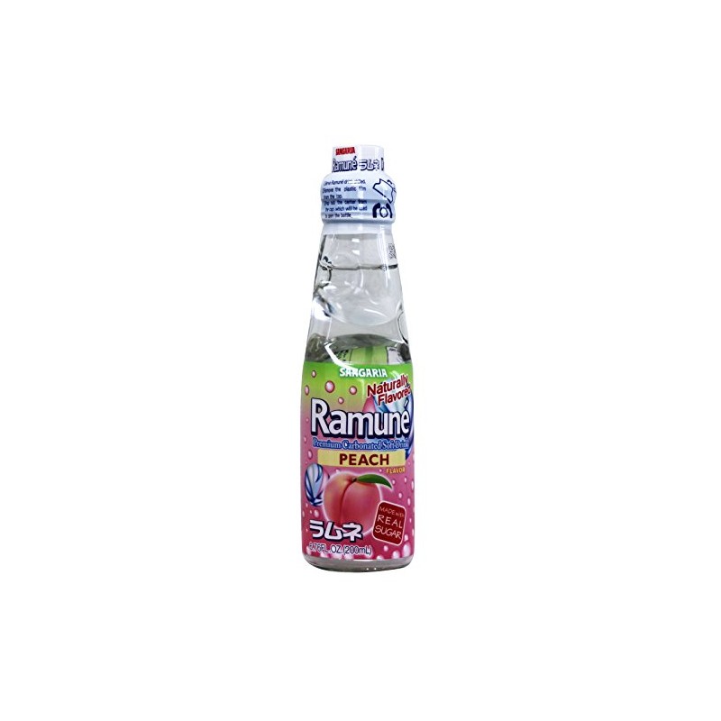 Sangaria Ramune, 6.76 Fluid Ounce (Peach, 6 Bottles)