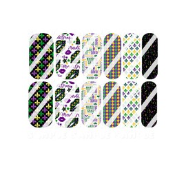 Mardi Gras Party Design #1 Full Nail Art Decals- Waterslide Nail Decals