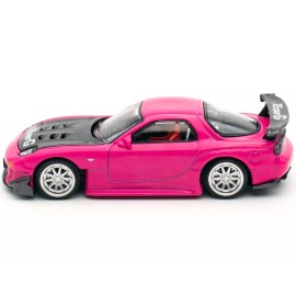 DCD Mazda RX-7 Widebody RHD Pink Carbon Hood 1/64 Diecast Model Exclusive for Indonesia Diecast Expo 2024