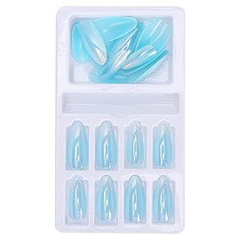 Juego de Uñas Postizas con Punta Degradada y Lima, Cubierta Completa en Colores Brillantes, Fáciles de Aplicar y Quitar, Duraderas y Elegantes para Ma
