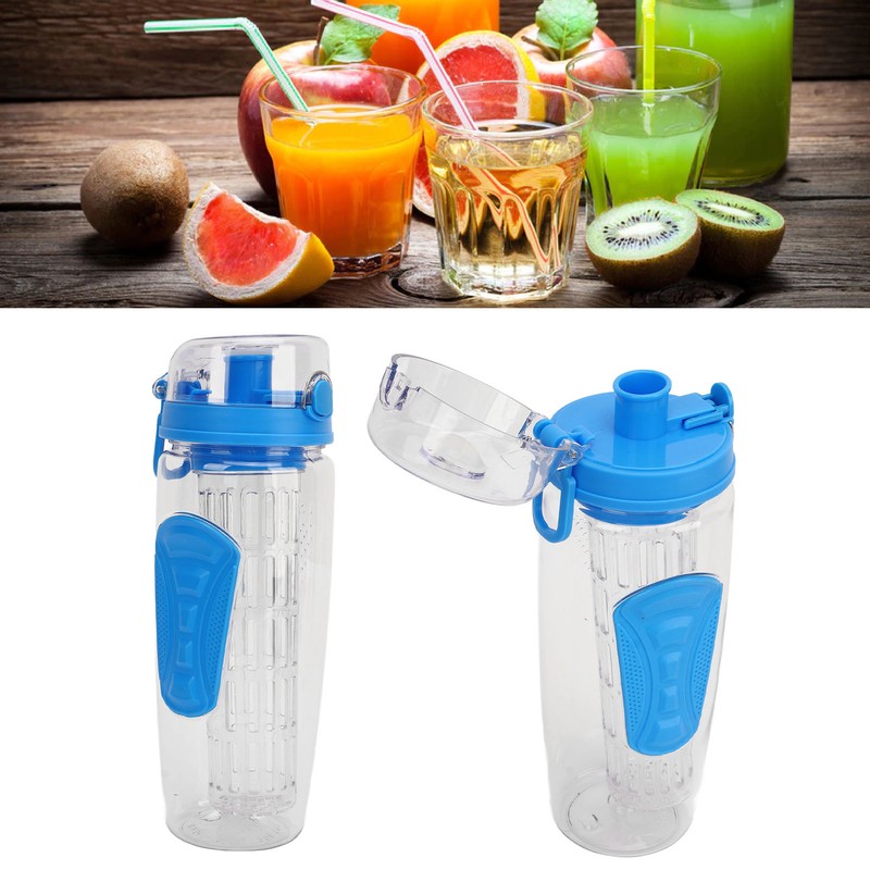 Fruit Infuser Water Bottle Anti Slip Grip Flip Top Lid