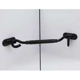 Runningfish Heavy Duty Copper Door Latch gate latches Rustic Design Cabin Hook Latch Door Lock (Black 6")