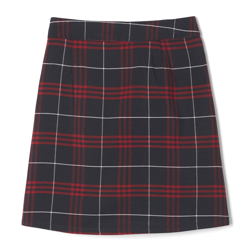 French Toast Girls' Plaid Two-Tab Scooter skirt, Navy & Red