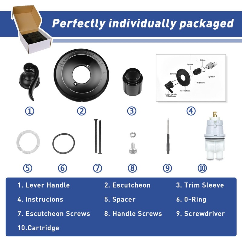 Black Shower Handle Replacement for Delta BT14096 13/14 Series Single-Function